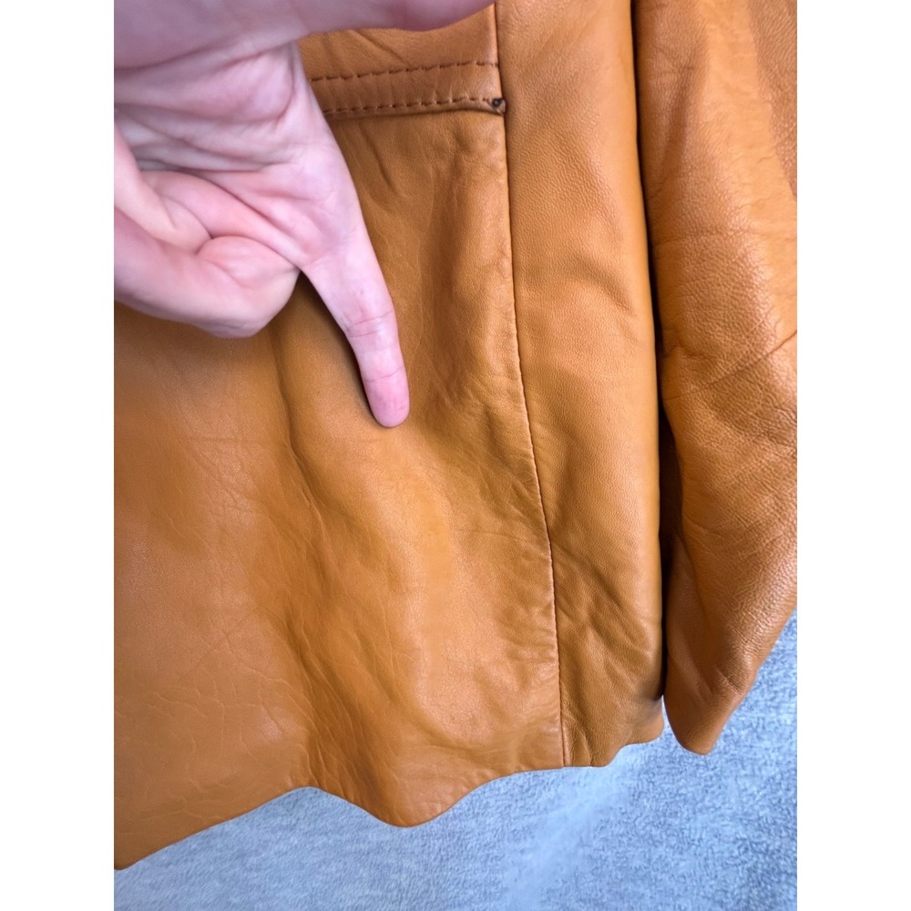 Vintage 70s Leather Jacket Womens S Driving‎ Western Yellow *Read - Picture 4 of 16